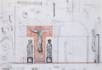 Carlo Scarpa, Disegno per l'allestimento della Crocifissione del Maestro di Sant'Anastasia, 1962